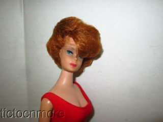 Vintage Barbie Bubblecut Doll Redhead W/ Tagged Red Helenca Suit & Heels