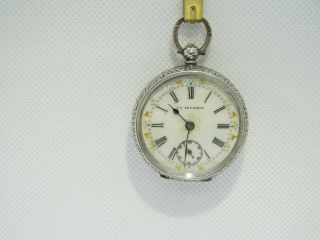 Antique Fob Pocket Watch Solid Silver Not.