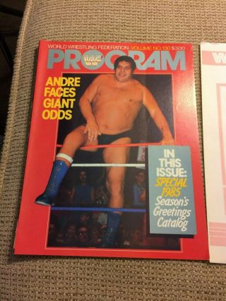 Very Rare 1985 Wwf Program 130 Andre The Giant With Match Card Civic Arena