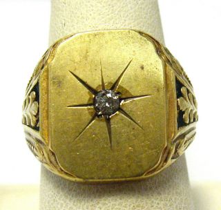 Antique 14k Gold Filled Clear Stone Ring Band Size 9 12 Grams Syboll