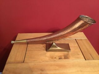 Vintage Arts & Crafts Copper & Brass Hunting Horn Of Plenty Cornucopia Vase