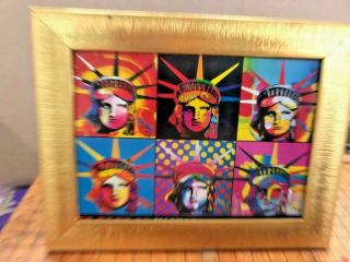 Peter Max 6 Liberties Rare Gold Frame From Master Set Invite To Liberty 1996