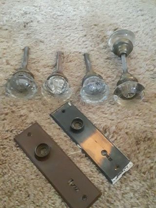 Antique Vintage Brass Glass Door Knobs Doorknobs Hardware 1 Pair 3 Singles