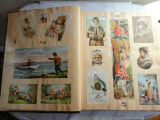 Antique Victorian Scrapbook Scraps Advertising Trade Cards etc Album Cortland NY 3