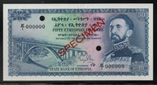 Ethiopia 50 Dollars Nd (1961) P22 Specimen Unc Rare
