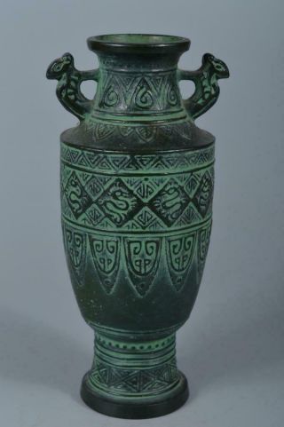 M1778: Japanese Casting Copper Snake China Crest Sculpture Flower Vase Ikebana