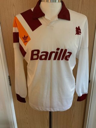 Rare Adidas Roma 1993 Long Sleeved Away Football Shirt Jersey Size M