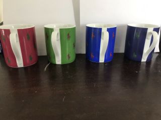 Very Rare Polo Ralph Lauren Pony Allover Coffee Cups Mugs Set of Four 2
