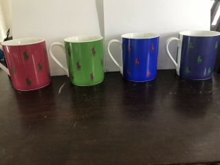 Very Rare Polo Ralph Lauren Pony Allover Coffee Cups Mugs Set of Four 3