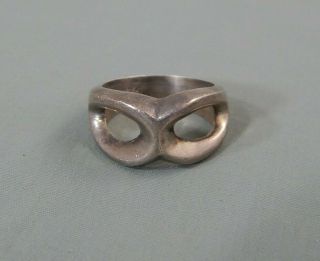 Rare Vintage Taxco Mexico Sterling Silver Sand Cast Ring Sz 7 Signed Tl - 66