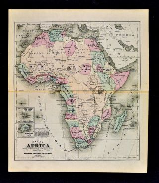 1896 Johnson Map Africa Guinea Cape Colony South Lake Victoria Egypt Sudan Nubia