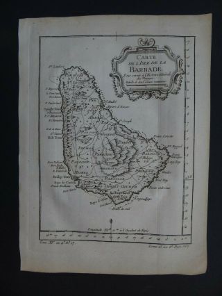 1758 Bellin Atlas Map Barbados - Carte De L 