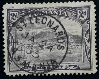 Rare 1905 Tasmania Australia 2d Purple Pictorial Stamp St Leonards Postmk