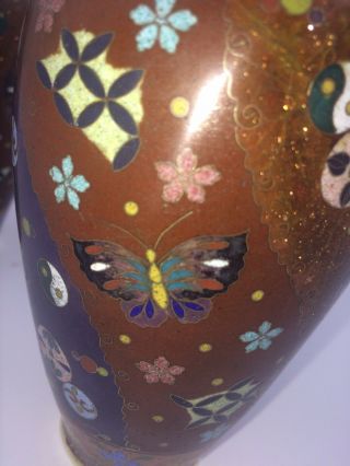 Fine Mirror Antique Japanese Cloisonne Vases Meiji C1880 6 "