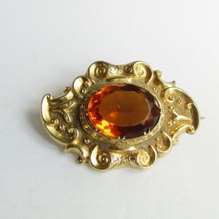 Antique Victorian citrine paste gold - plated / fix brooch 2