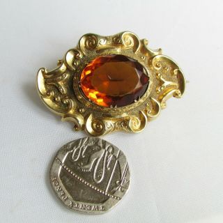 Antique Victorian citrine paste gold - plated / fix brooch 3