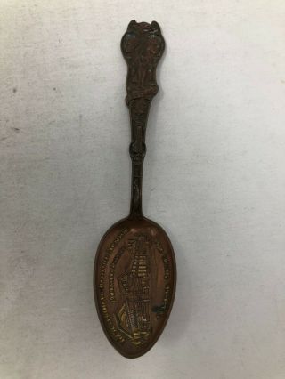 Bronze Souvenir Spoon Lewis Clark Expo Forestry Building Portland Oregon 1905