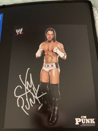 Wwe Cm Punk Hand Signed Autographed 8x10 Black Promo Photo With Rare