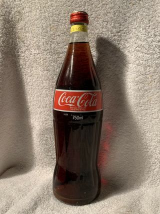 Rare Full 750ml Coca - Cola Acl Soda Bottle From Canada