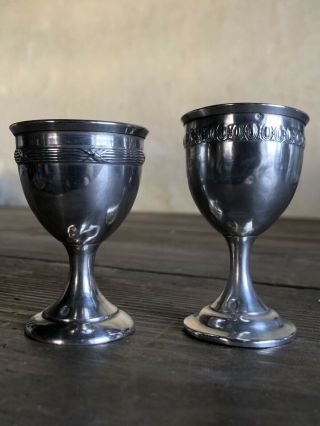 2 Antique French Silver Egg Cups By Pierre Bezon 1913 Hallmarked Minerva 1