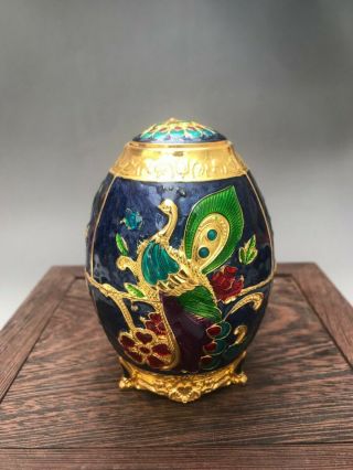 Exquisite China Handmade Cloisonne Peacock Toothpick Holder A65