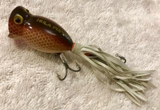 Fishing Lure Fred Arbogast Brown Scale 1/4oz Hula Popper Tackle Box Crank Bait