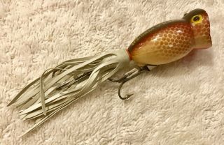 Fishing Lure Fred Arbogast Brown Scale 1/4oz Hula Popper Tackle Box Crank Bait 2