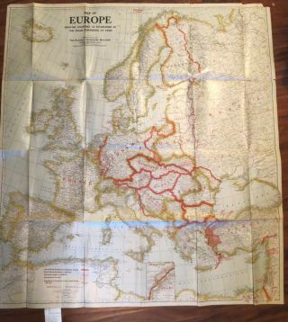 Map Of Europe,  From Peace Conference In Paris,  1920,  National Geographic - Rare