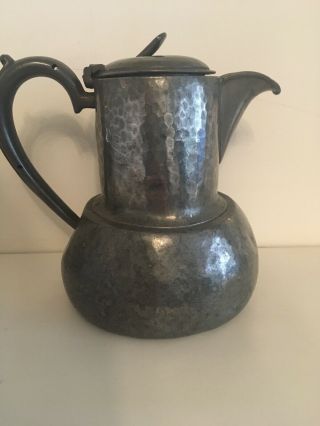 Vintage Arts And Crafts “my Lady” Hand Made Coffee Pot Hammered Pewter Post War