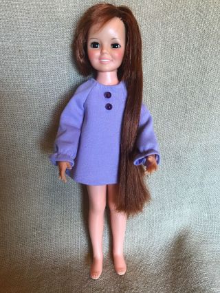 Vintage 1969 Ideal Toy Corp Crissy Doll Purple Dress