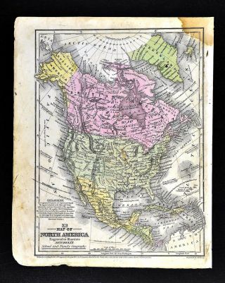 1852 Mitchell Map - North America - United States Canada Mexico Russia Alaska