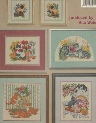 Rare 1990 American School Of Needlework Counted Cross Stitch Book Kittens 7 Des