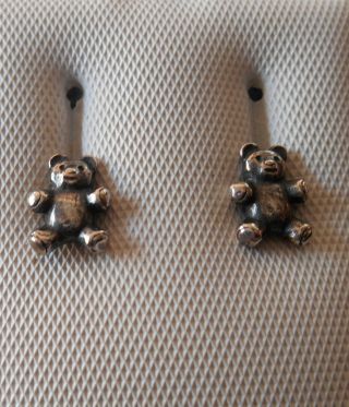 Rare Retired James Avery Sterling Silver Teddy Bear Post Earrings