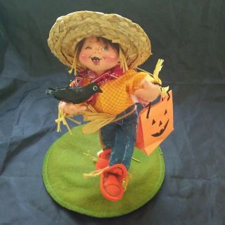 Vintage Annalee Posable Halloween Scarecrow Doll With Halloween Bag 1998 Tag
