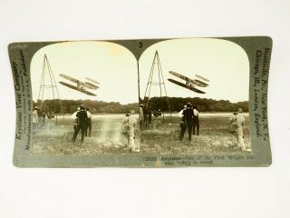 One Of The First Wright Airplanes In Flight 1904 Keystone Stereoview Card Rare