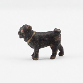 Antique Vienna Cold Painted Bronze - Miniature Black Pug Dog Figure - Lovely