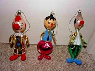 Vintage Antique Italian Italy Glass Clown Christmas Ornaments 3 Rare 7 "