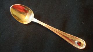 Rare Antique Galt & Bro.  Sterling Silver Jeweled Spoon,  Bezel Set Red Stone.  Nr