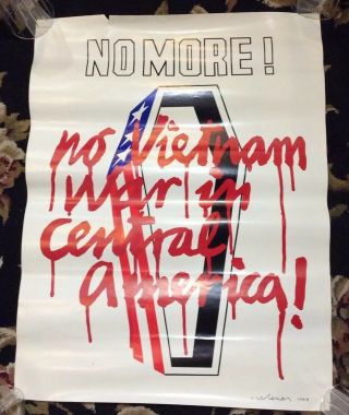 Rare " No More " No Vietnam War In Central America Political Poster