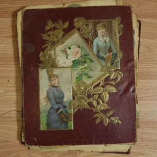 Antique 1800s Victorian Scrapbook Album Trade Cards,  Black Americana,  Die Cuts,  Adv