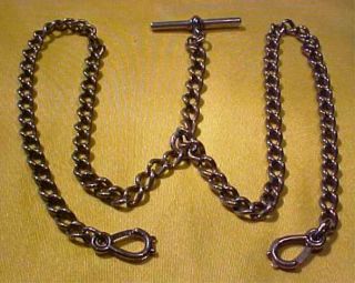 A Victorian Double Albert Pocket Watch Chain With Silver Charles Horner Clasps