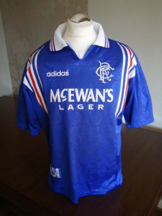 Rangers 1999 Adidas Home Shirt Large Adults Rare Vintage Nine In A Row