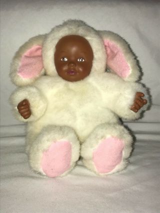 Unimax Anne Geddes Baby Bunny Rabbit Plush African American Bean Doll 1997 9”