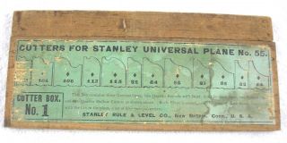 Complete Set Rare Cutters for Stanley Universal Plane 55 w/ wood boxe 2