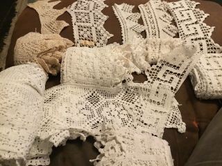 7 Amazingvintage Lengths Handmade Crochet White Various Length And Widths