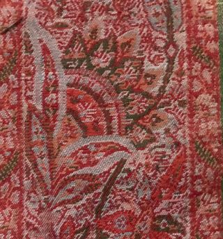 19th Century Victorian Woven Wool Paisley Shawl Fragment 124
