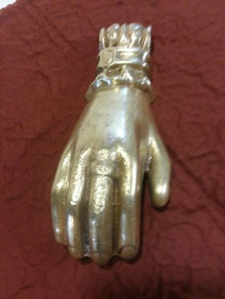 Rare Antique Solid Brass Victorian Era " Female Hand Door Knocker "