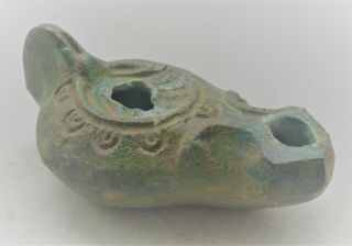 Finest Circa 400 - 500ad Late Roman Period Bronze Oil Lamp Item
