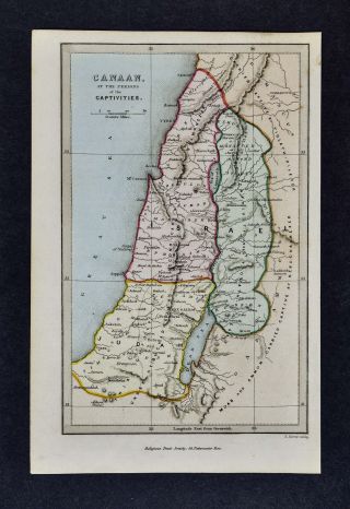 C 1799 Map - Canaan Captivities Judah Israel Palestine Jerusalem Hebrew - Bible