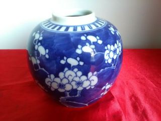 Antique Chinese Porcelain Blue And White Prunus Blossom Ginger Jar 4 "